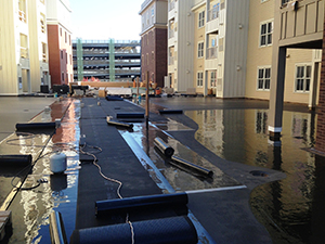 Plaza concrete deck waterproofing installation